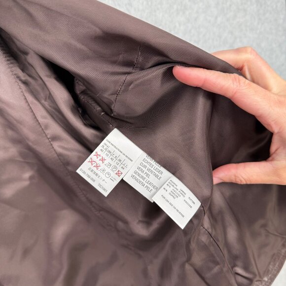 Weekend MaxMara Womens Leather Biker Jacket Size 10 Chocolate Brown Butter Soft - Picture 10 of 15